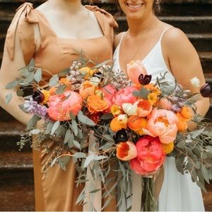Burnt Orange Satin Bridesmaid Dress